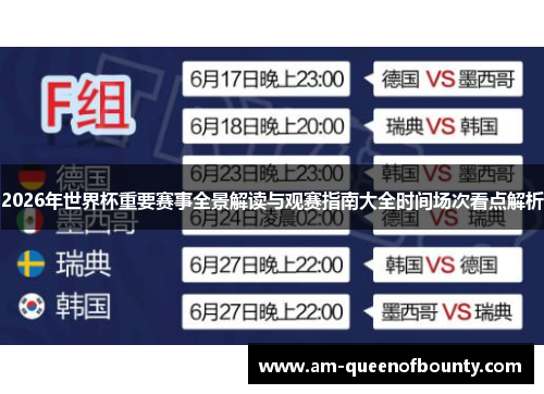 2026年世界杯重要赛事全景解读与观赛指南大全时间场次看点解析